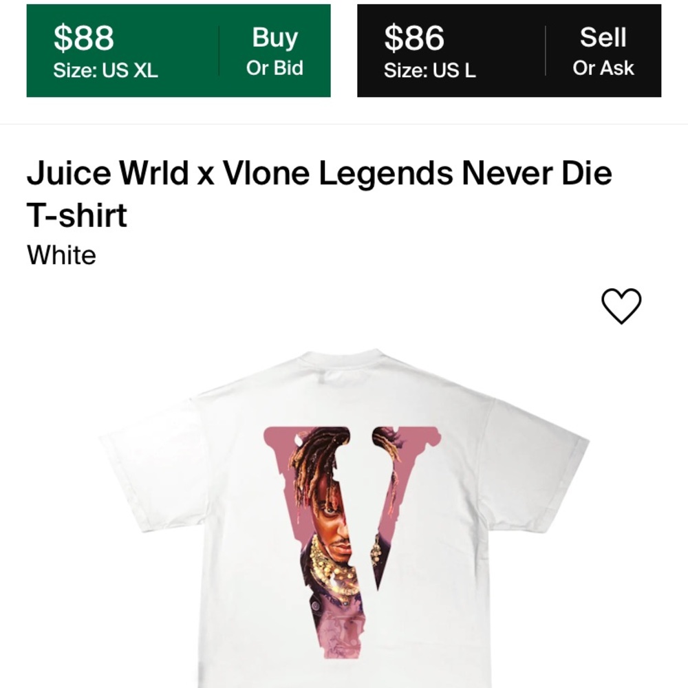 Slightly used. Juice Wrld Vlone tee. Legends never die. Size XL